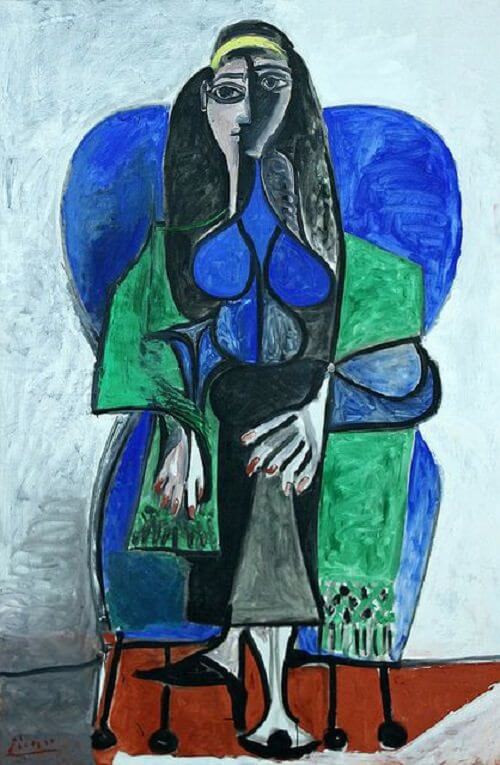 Seated Woman with Green Shawl, 1960 by Pablo Picasso
